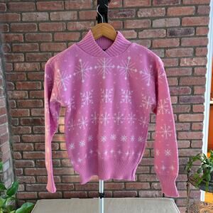 Girls Pink Ski Snowboard Ice Skating Winter Sweater - Size Large / 12